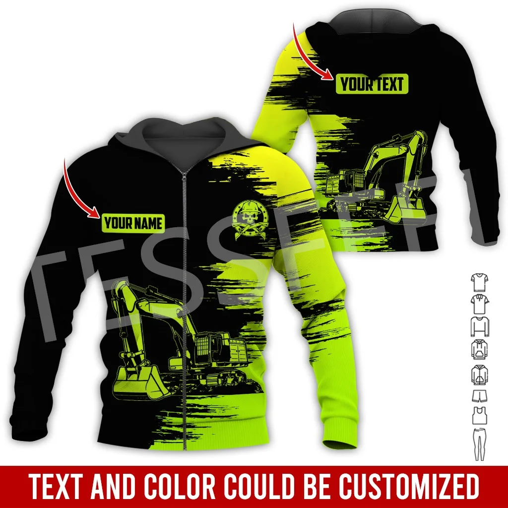 Custom Name Cosplay Crane Heavy Equipment Operator Worker Excavator Streetwear 3DPrint Harajuku Casual Funny Jacket Hoodies X16