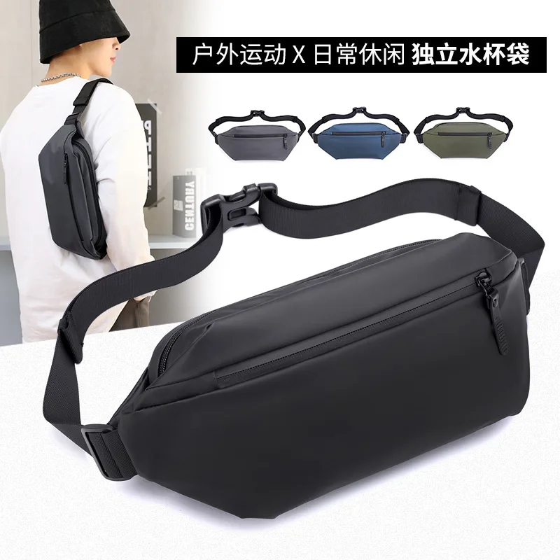 Man Casual Sling Chest Bag Outdoor Sports Crossbody Waist Bag Hiking Running Cycling Climbing Nylon Waterproof Shoulder Bag