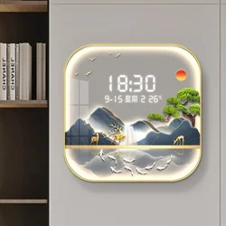 New simple digital display cushion clock porch decorative painting square wall clock creative living room clock
