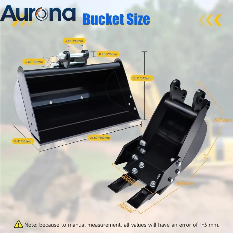 【Professional】Germany Stock 8-in-1Mini Excavator Attachments Accessories Kits With Narrow Bucket, Quick Coupler, Ripper, Rake, G