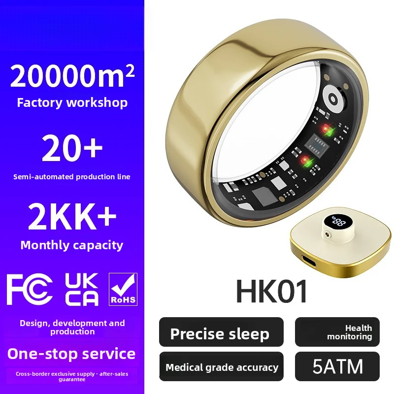 HK01 smart ring heart rate blood oxygen sleep exercise step counting waterproof swimming bluetooth photo ring wearable
