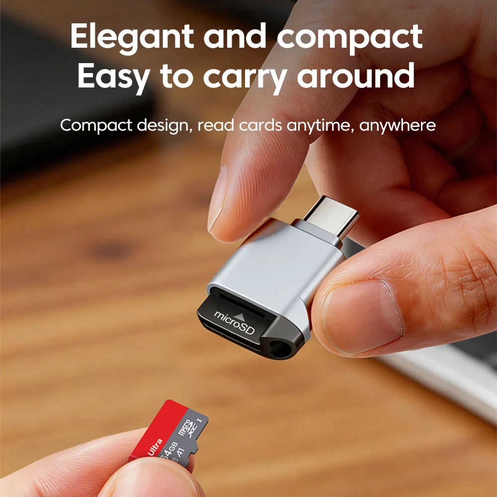 Type-C 2.0 Zinc Alloy TF Card Reader External Storage Stretch for Memory Stick USB C 2.0 For Iphone 17 16 Mini TF Card Reader