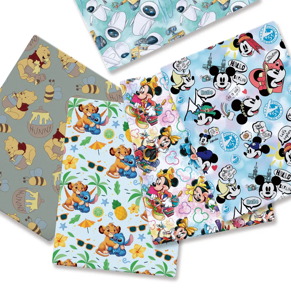 Tela estampada de 140 cm con diseño de Mickey Mouse de Disney, para manualidades, costura, patchwork, vestidos de bebé, ropa infantil, 51102