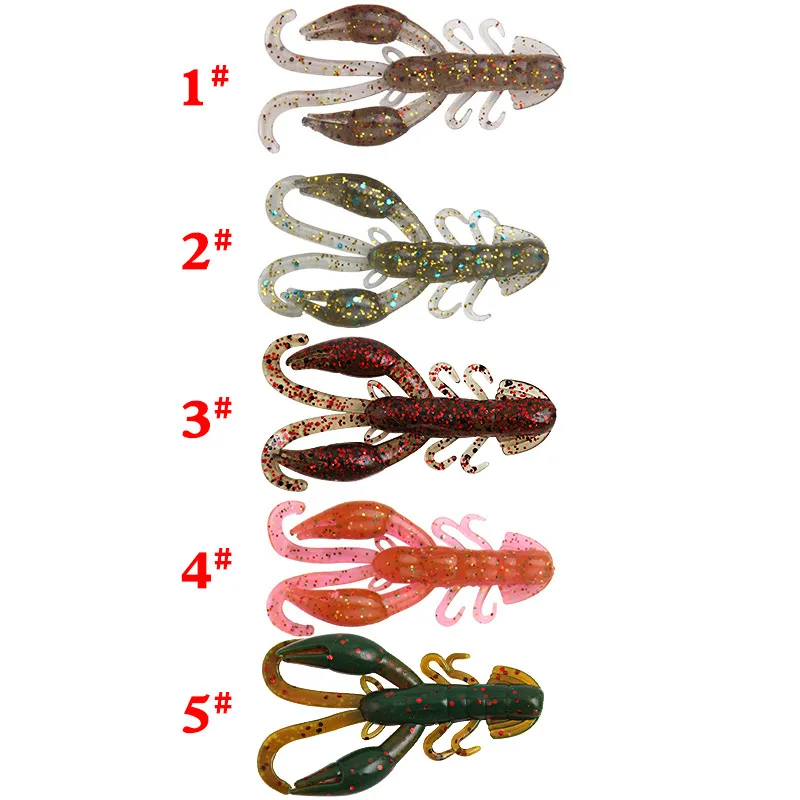 Sea Yolo 1Pcs/5Pcs 1Pack 2g/5cm Fishy Smell Rolled Tail Shrimp LifeLike Skin Soft Lure Artificial Lure For Sea Bass Fishing