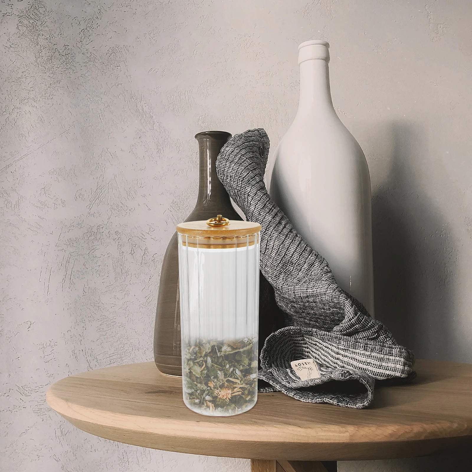 

Glass Storage Jars 500ml Airtight Containers Bamboo Lid for Kitchen Coffee Bar Spice Tea Sugar Canisters Glass Jar Wide Mouth
