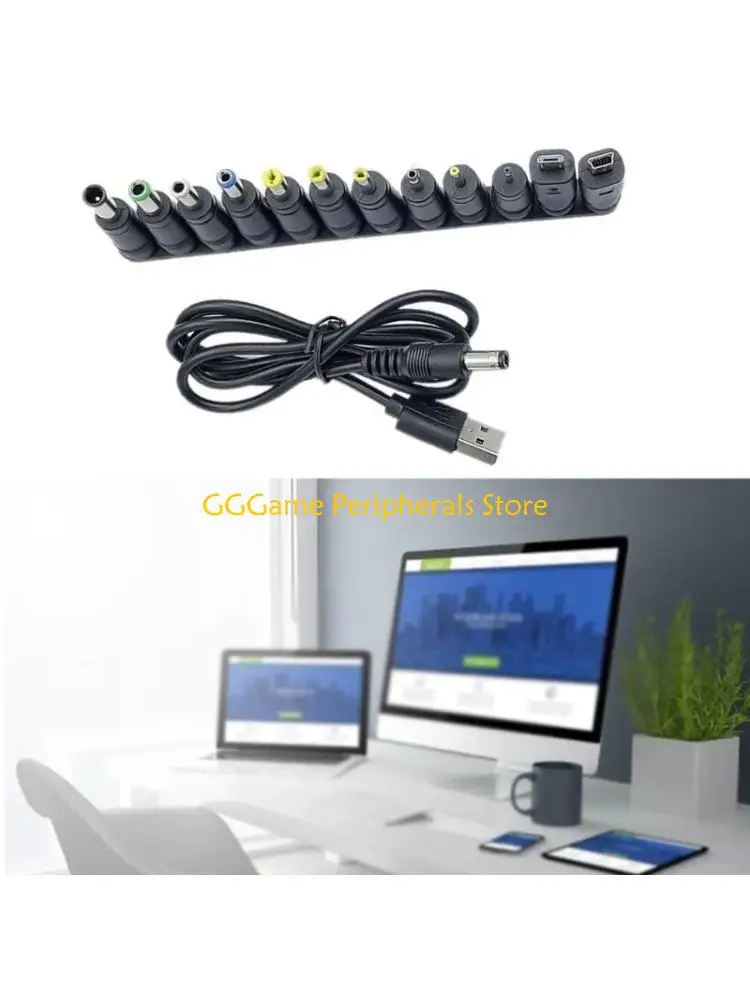 U55B Multi Purpose USB to 5.5x2.1mm 5V Charging Cord Power Supply Cable Line+Adapters