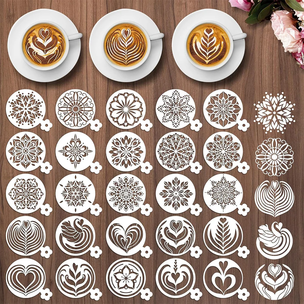 25Pcs Cake Stencil Set, Coffee & Baking Decor Powder Sieve Mold, Food Grade PET Templates for Cake, Cookie & Party Decoration