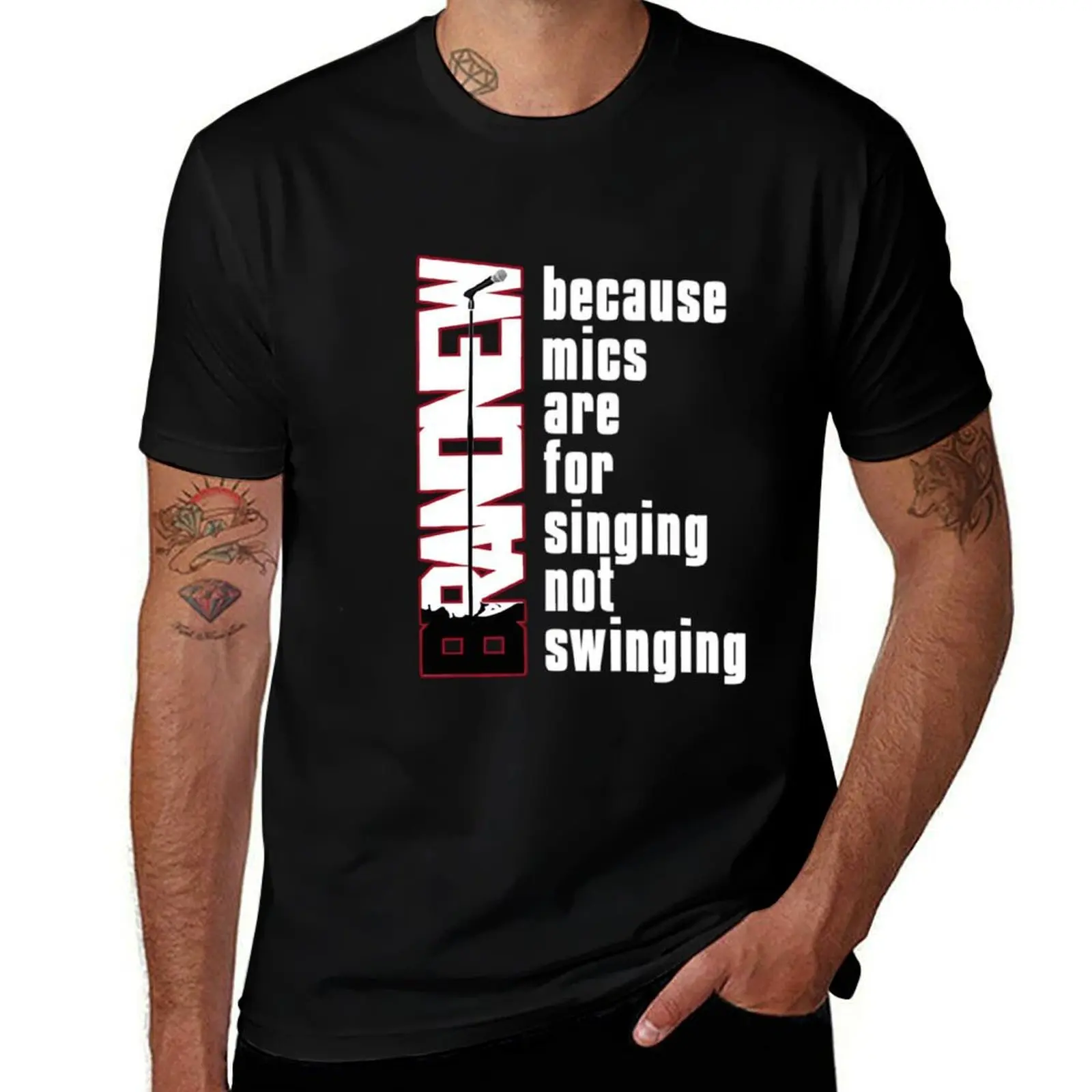 Mics Are For Singing Not Swinging T-Shirt Short sleeve tee blue lock basketball graphic tees T-shirts for men cotton