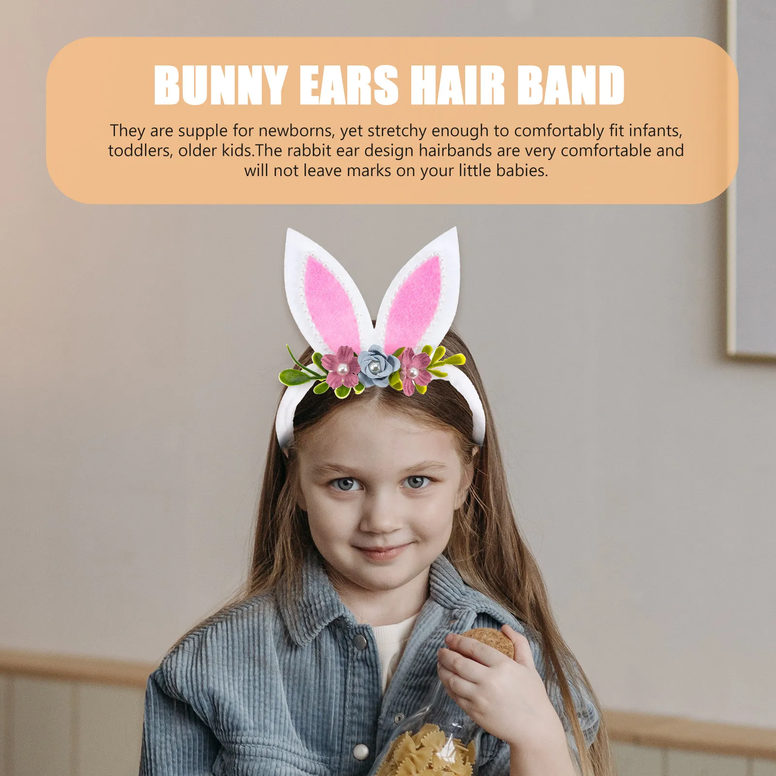 

3Pcs Rabbit Ear Headband Baby Girl Hair Accessory Comfortable Stretchy Infant Headdress Birthday Baby Shower Photography Prop