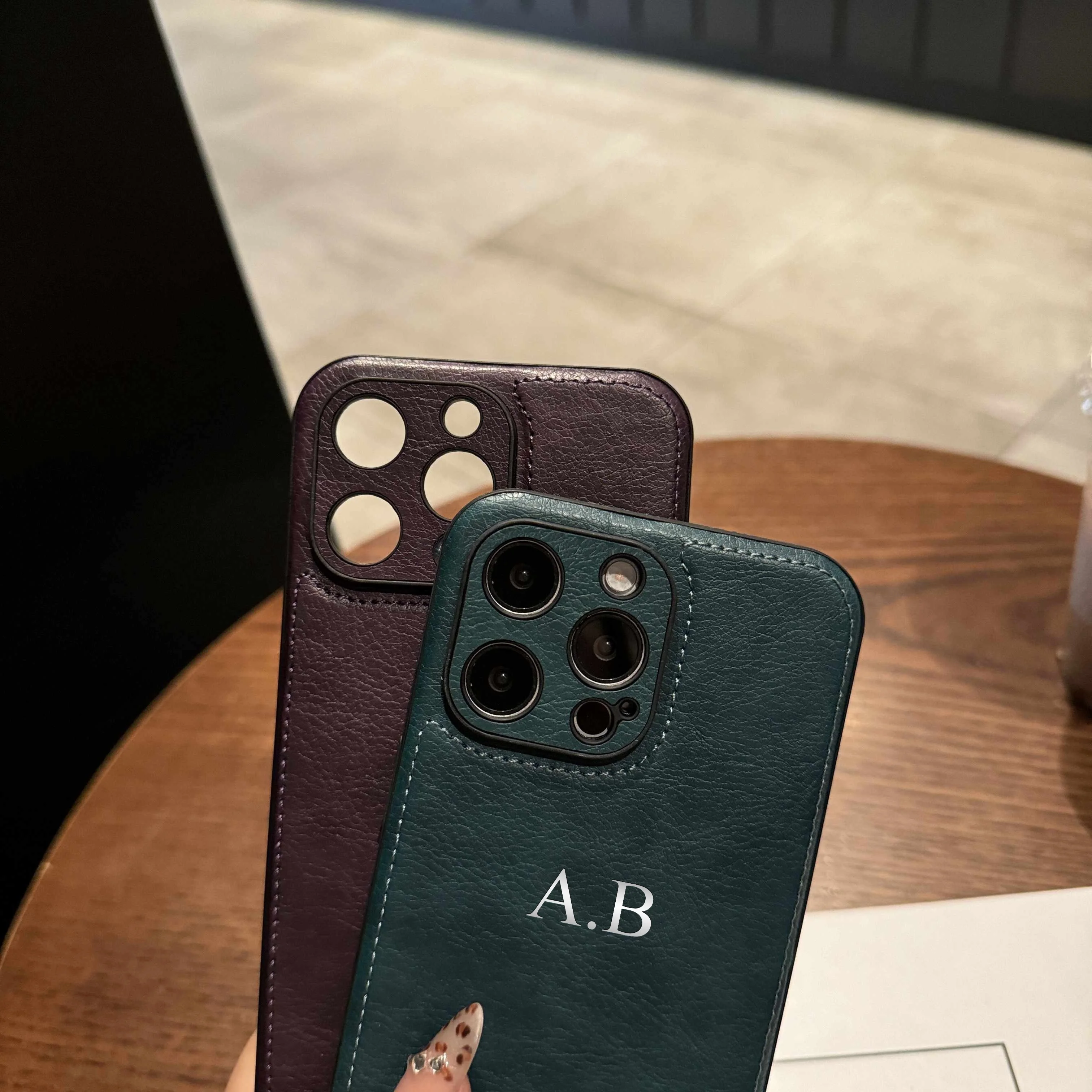 Leather Case For iPhone 16 15 14 13 12 11 Pro Max Personalized Customized Name Initials Cover For iphone Xsmax 7/8 plus 16 plus