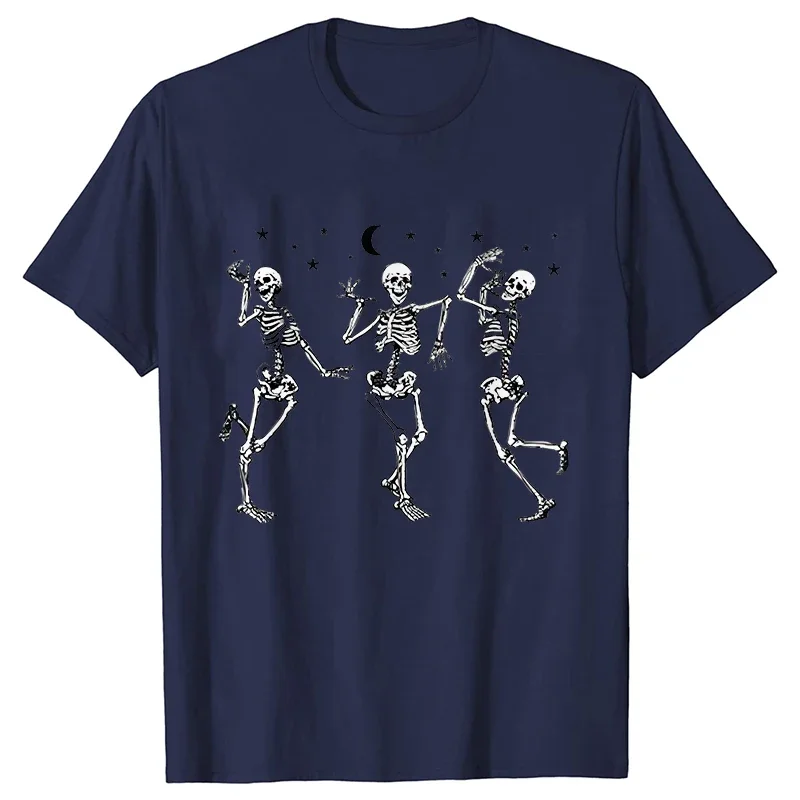 Halloween T-shirt for Men  Skeletons Graphic T Shirts Skeletons Partying Dancing Tee Shirts Funny Spooky Shirt Short Sleeve Tops