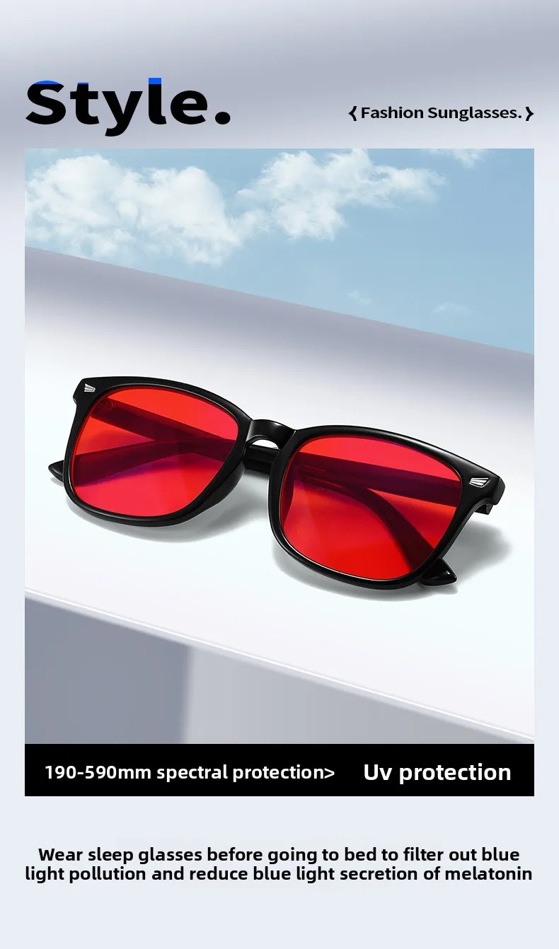 Classic Red Lens Blue Light Blocking Glasses Square Men Better Sleep Anti Bluelight Filter Orange Women UV400 Eyeglasses