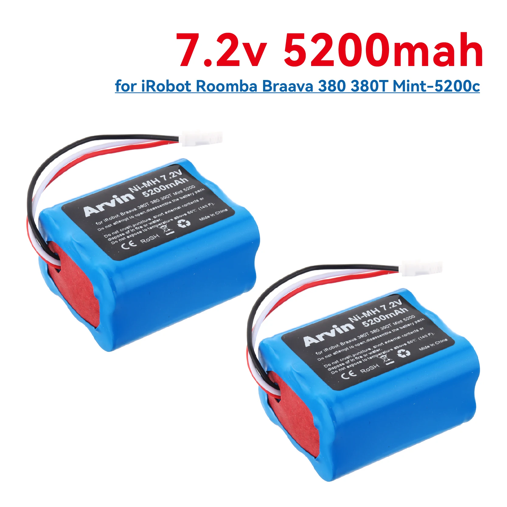 For iRobot 5200mAh NI-MH Battery For iRobot Braava 380T 380 390T Mint 5200 5200B 5200C Vacuum Cleaner 7.2v ni-mh Battery