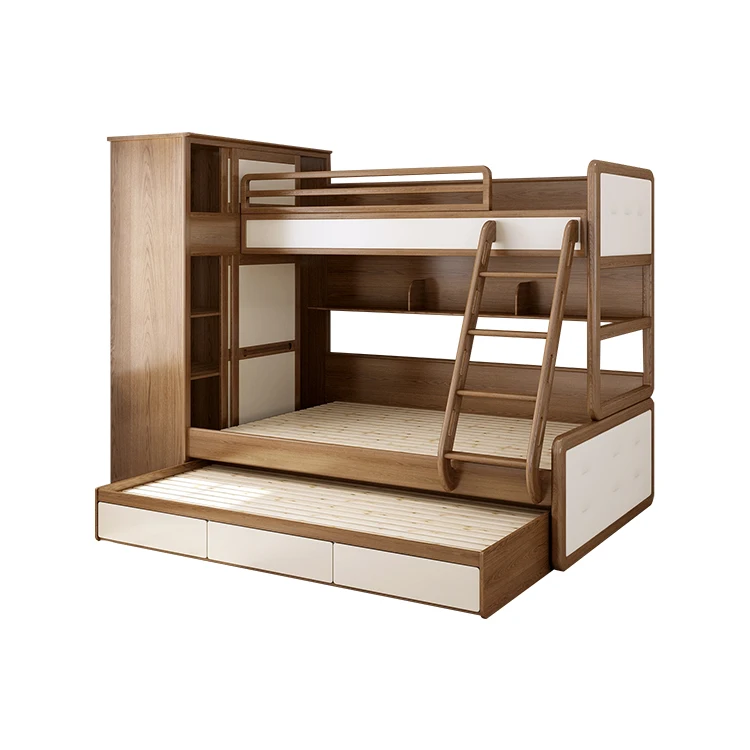 *Eco-Friendly Toddler Wooden Bunk Bed Full Over Full With Trundle