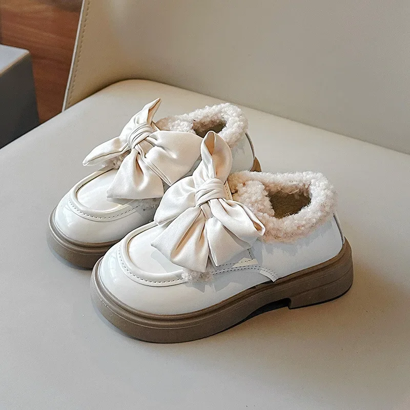 Zapatos de invierno para niños, calzado escolar de algodón con suela gruesa, versátil, informal, de cuero