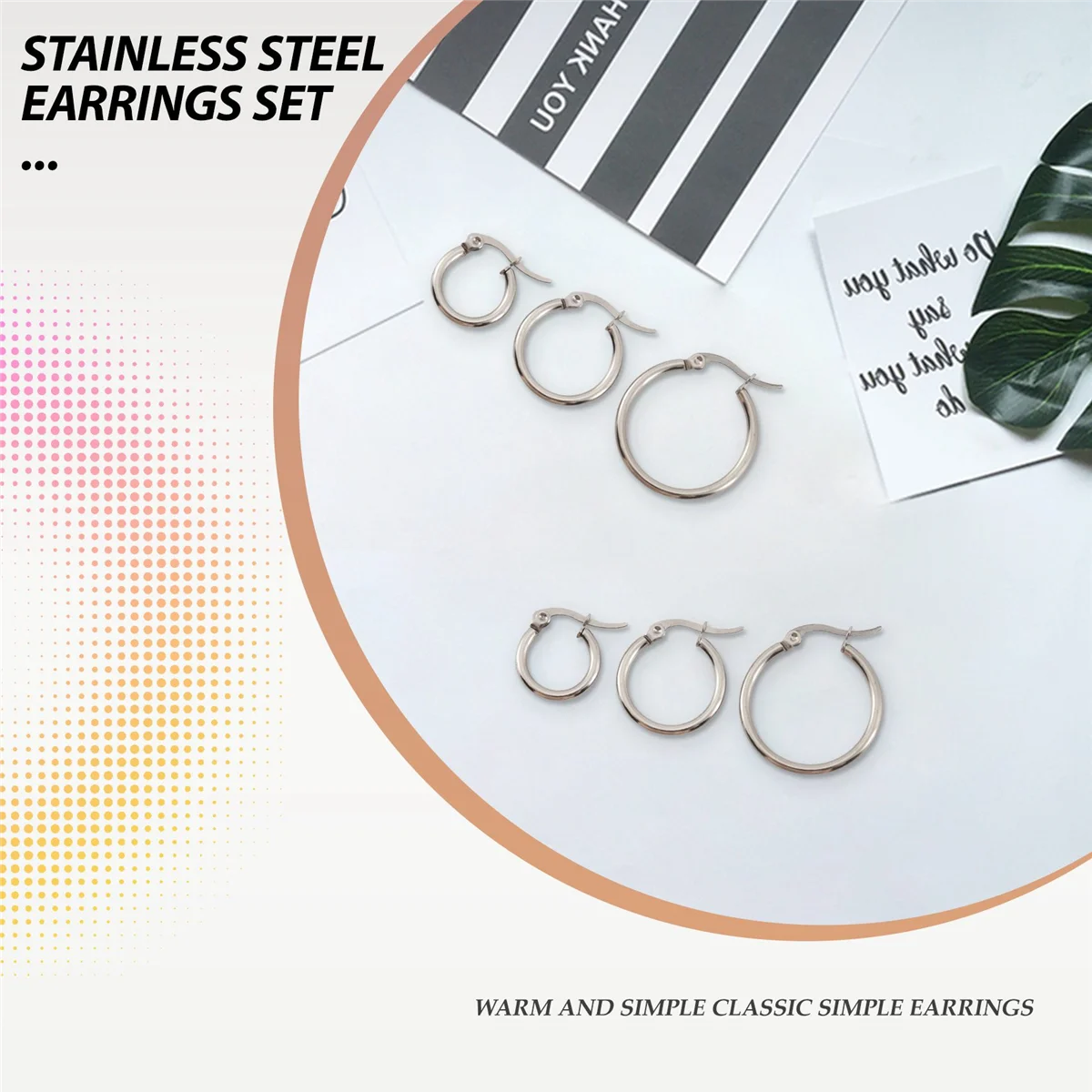 3 Pairs 15mm 20mm 25mm Stainless Steel Hoop Huggies Earrings Set Woman Silver