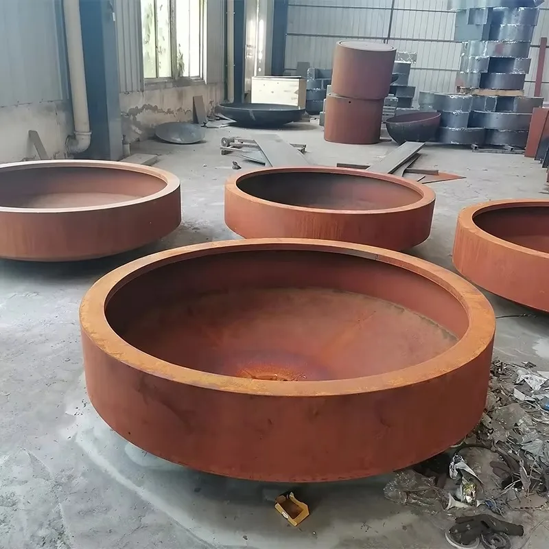 Short Cylindrical Metal Plant Trough Open Top Large Capacity Outdoor Garden Greenery Planting Container Three Optional Outer