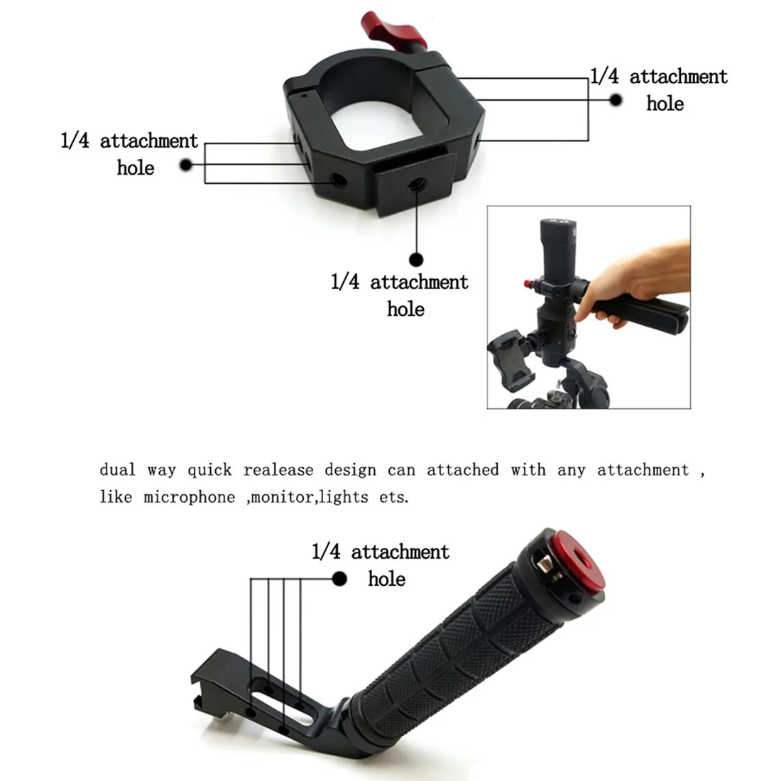 Vielseitiger Griffhalter, Halsring-Klemme, Halterung, Handstabilisator, Verlängerungsarm für Ronin S SC MOZA WeebillS Crane Gimbal – Detail 37