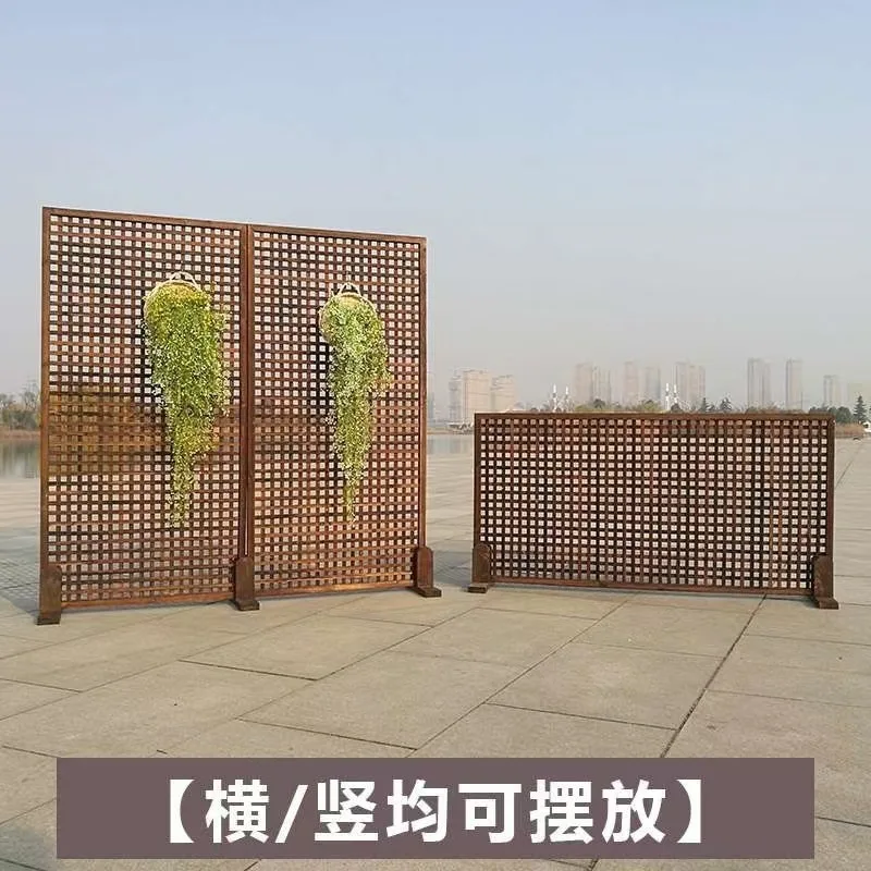 Garden Anticorrosive Wood Fence, Garden Fence, Fence Wall, Vine Climbing Frame, balcony, Flower Stand