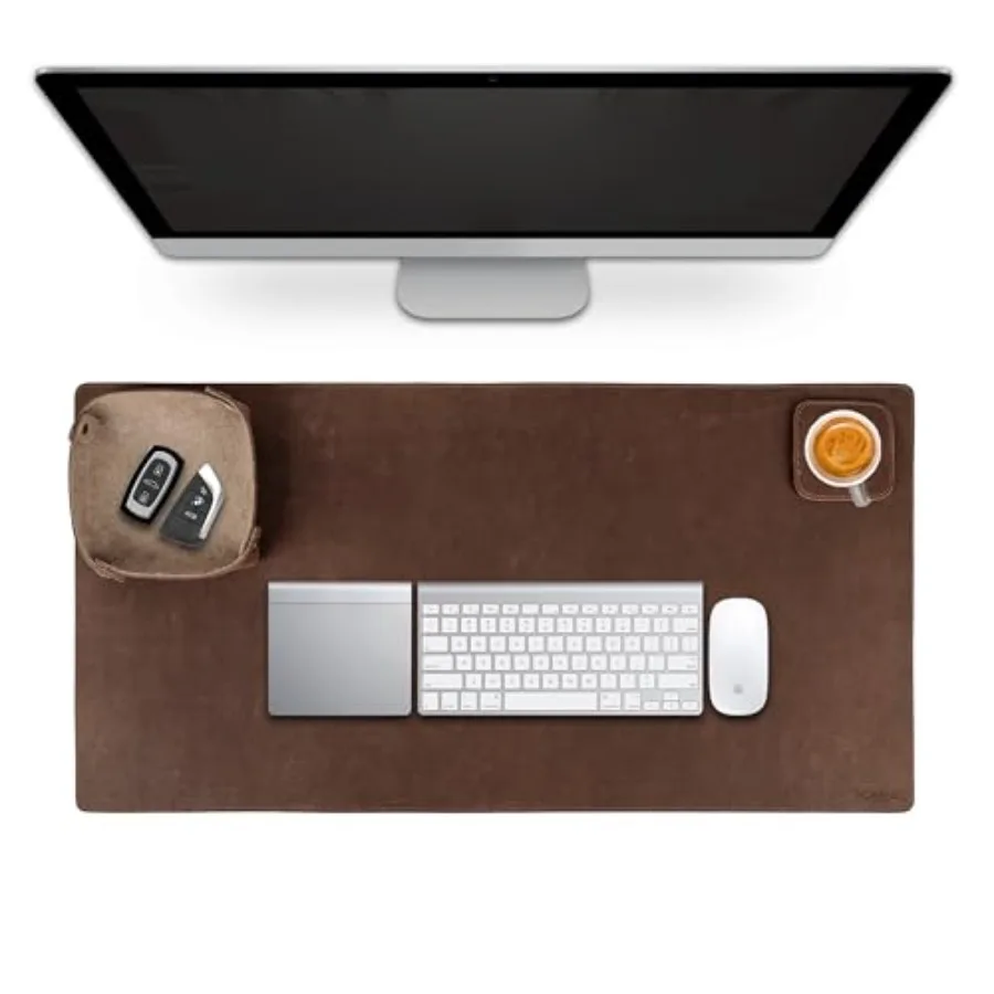 Full Grain Leather Desk Mat Set 31"  15" Leather Desk Pad with Accessory Tray and Coaster Thick 3mm Desk Protector Writing Pad
