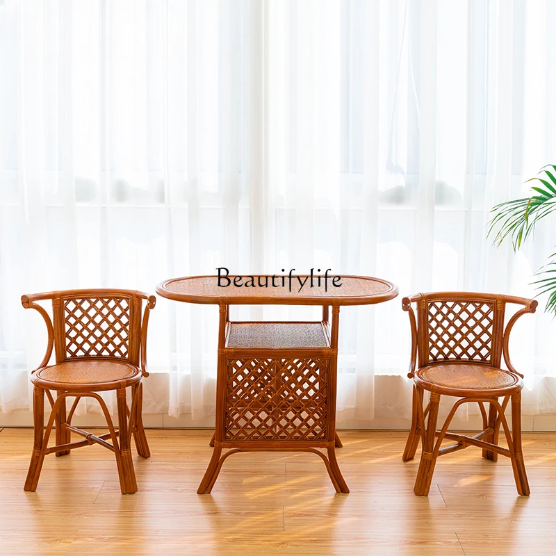 Rattan Chair Small Apartment Home Real Rattan Casual Single Backrest Chair