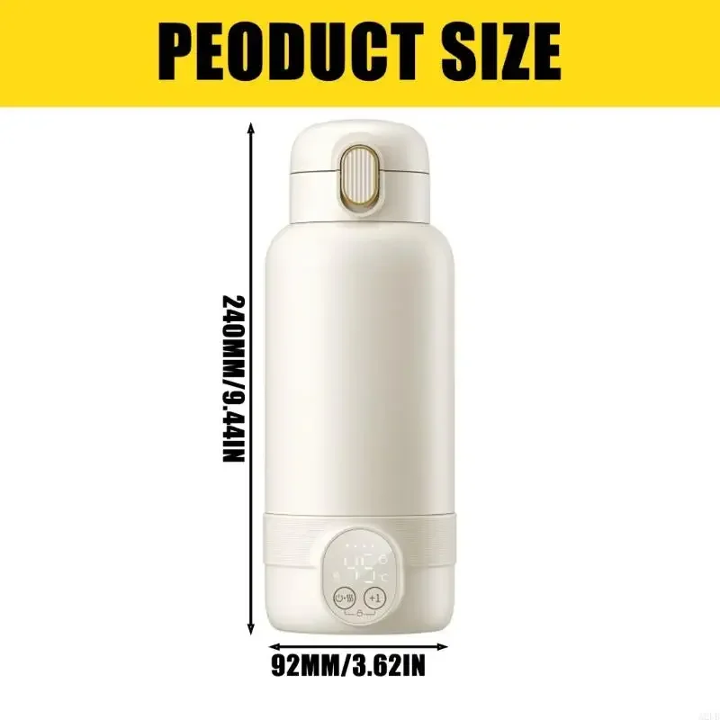 Aquecedor elétrico leite para bebês, portátil, aço inoxidável, tela led interna, monitoramento temperatura real,