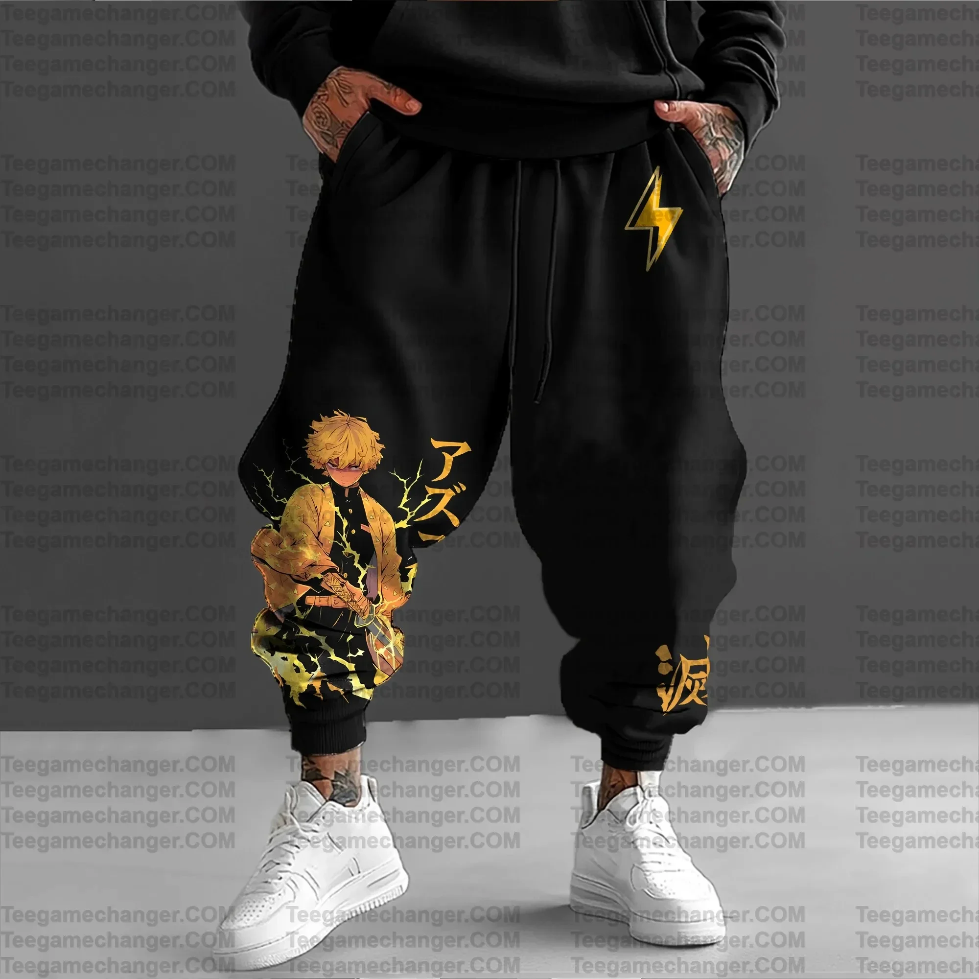 Demon Slayer Men's Sweatpants 2025 Autumn/Winter New Street Anime Cooperation Printing Japanese Character Daily Tapered Pants