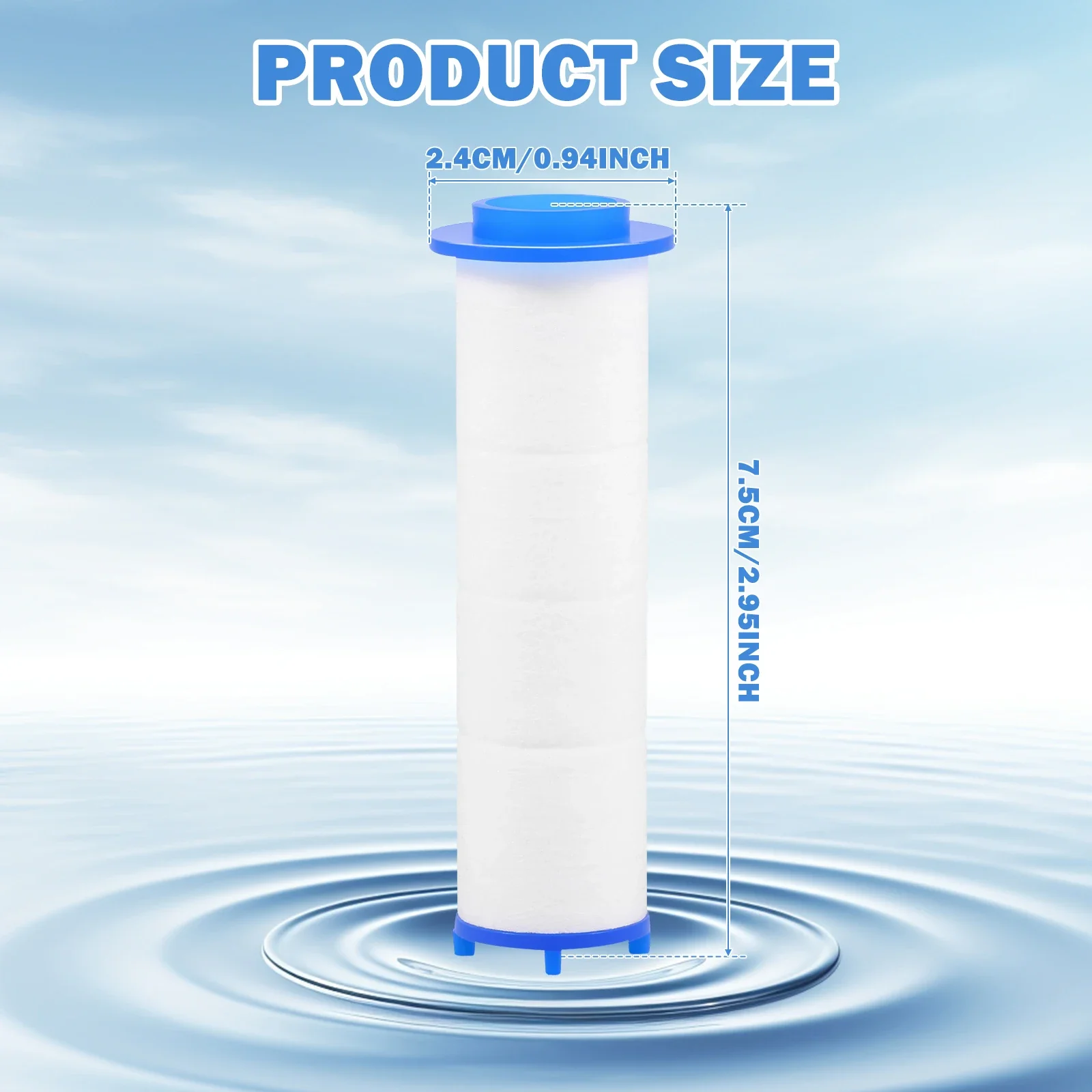 20Pcs Shower Head Filter PP Cotton Filter Replacement for Shower Head Cartridge Water Filter Core Cotton For Handheld Showerhead