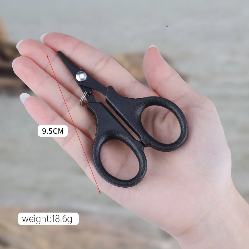 Mini tijeras de pesca pequeñas, cortador de línea PE, señuelo de acero inoxidable (superficie chapada en titanio), antióxido, tijeras portátiles