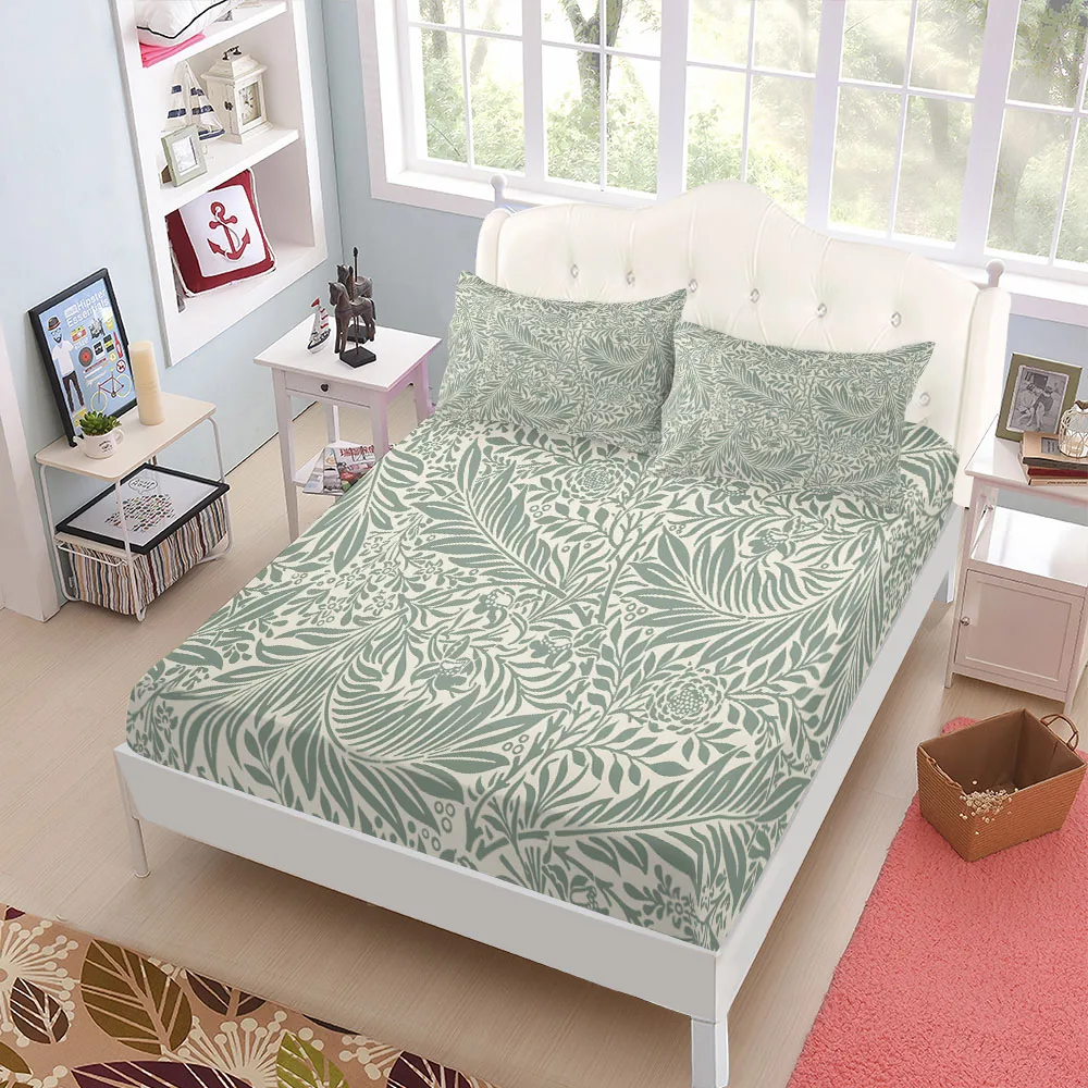 William Morris Larkspur Vintage DIY Fitted Sheet Set King Queen Double Full Size Bed Linen Set 25cm Deep