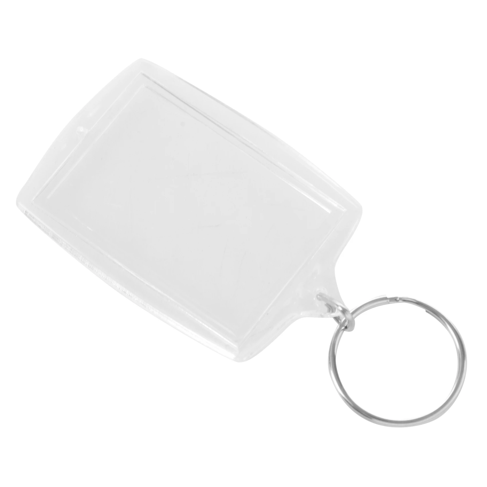 N96R 10Pcs Transparent Blank Insert Photo Picture Frame Key Ring Split Keychain