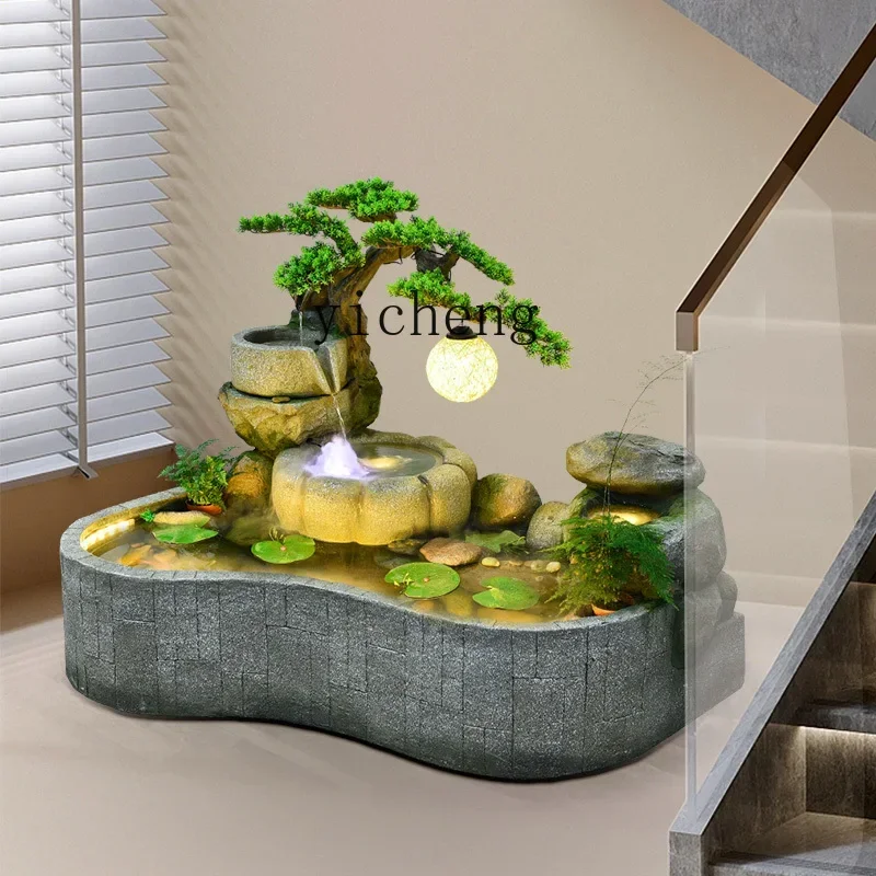 TQH-i7.7  indoor staircase water ornament entrance balcony fish pond landscaping decorative waterscape pool