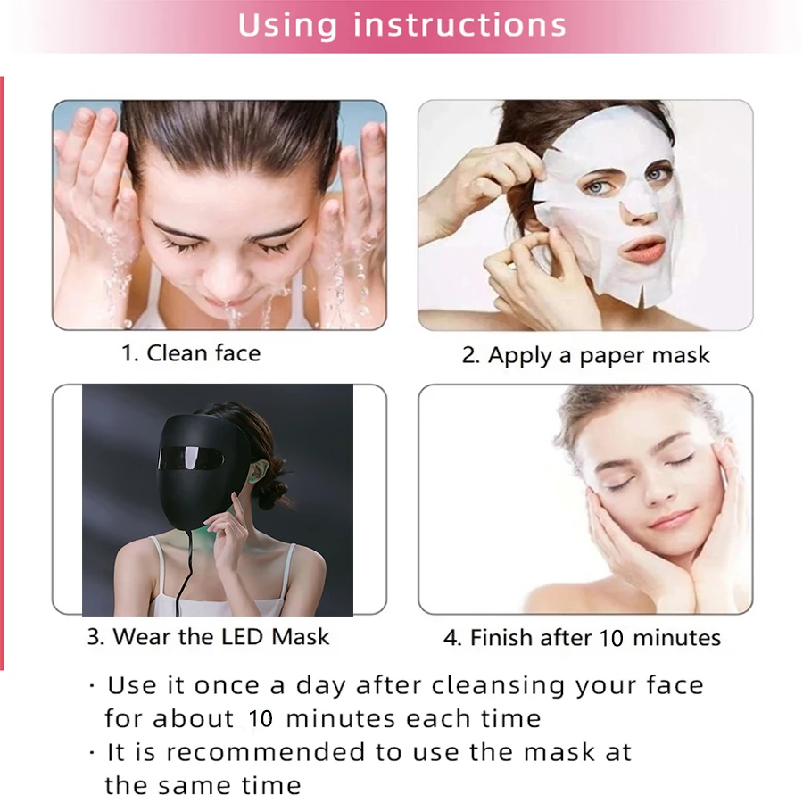 7 Color LED Silicone Skin care Mask Wireless USB Rechargeable Facial Care Tool for Beauty and Personal Care