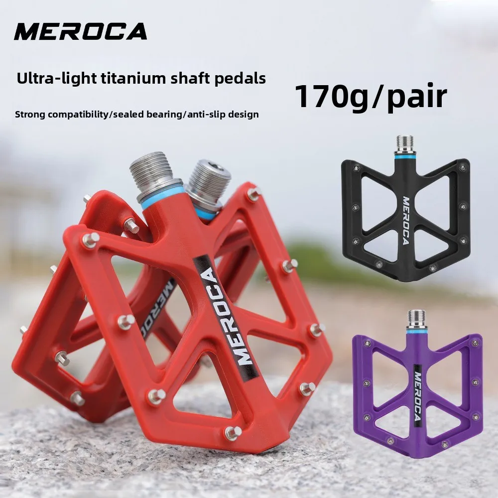 

Mountain bike titanium axle pedals Anti-slip nylon flat pedal Super light 170g