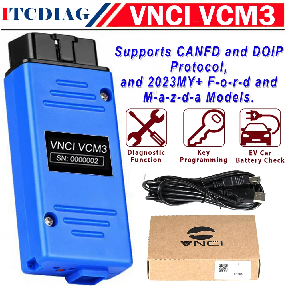 

VNCI VCM3 Car Diagnostic Scanner Support CAN FD DOIP DIOP WI-FI For Mazda for Ford MDI2 from 1996 to 2023 EV Car Battery Check