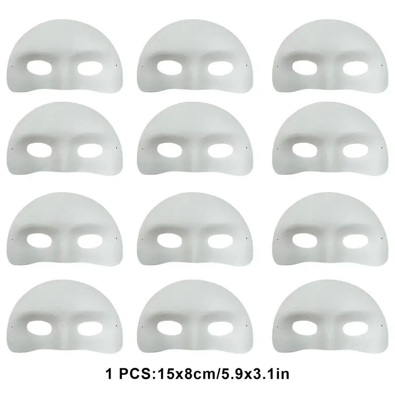 Paintable White Masque 12Pcs Masquerade Face Packs Blank Graffiti Masque Coloring Masque For Carnival Cosplay Masquerade