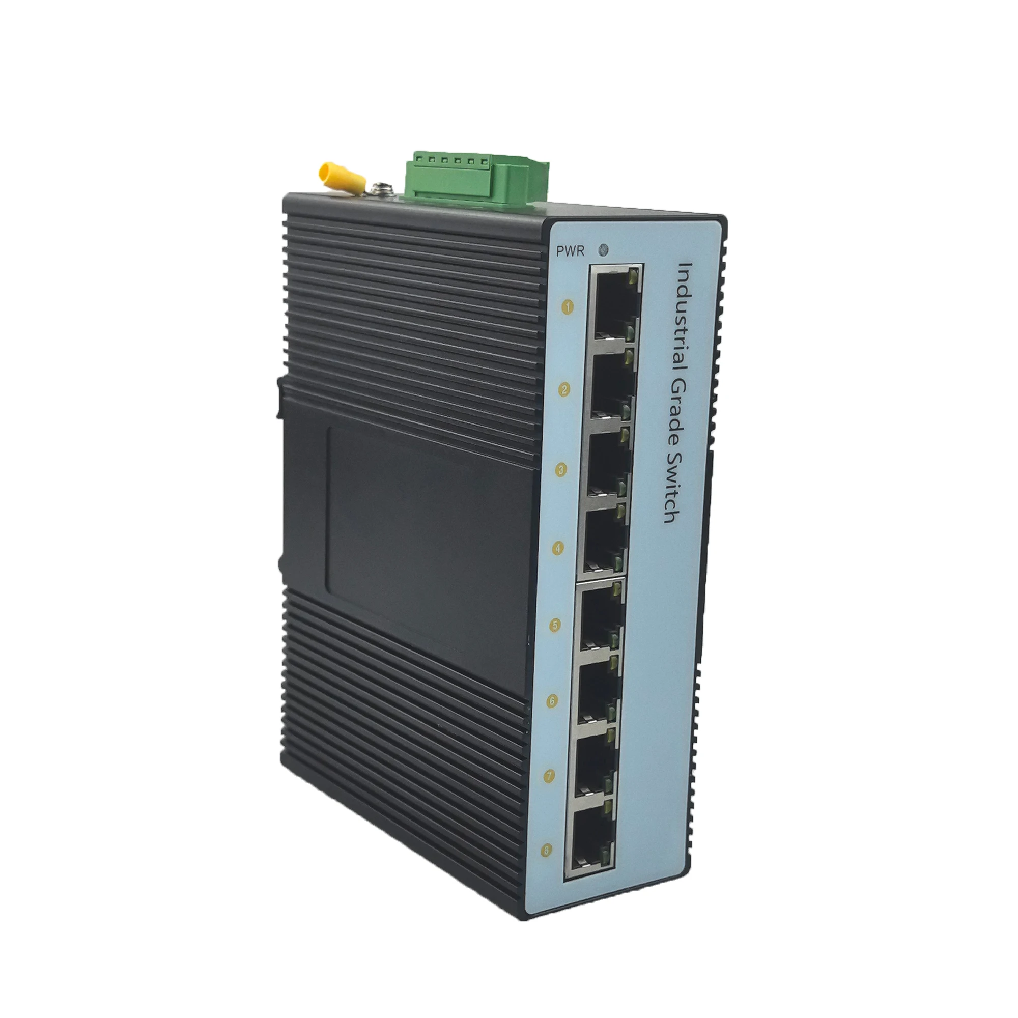 Switch Ethernet Gigabit industrial de 8 portas, 8 × 10/100/1000Base-T RJ45, ampla temperatura operacional -40 ~ 85 ℃ , IP40, montagem em trilho DIN