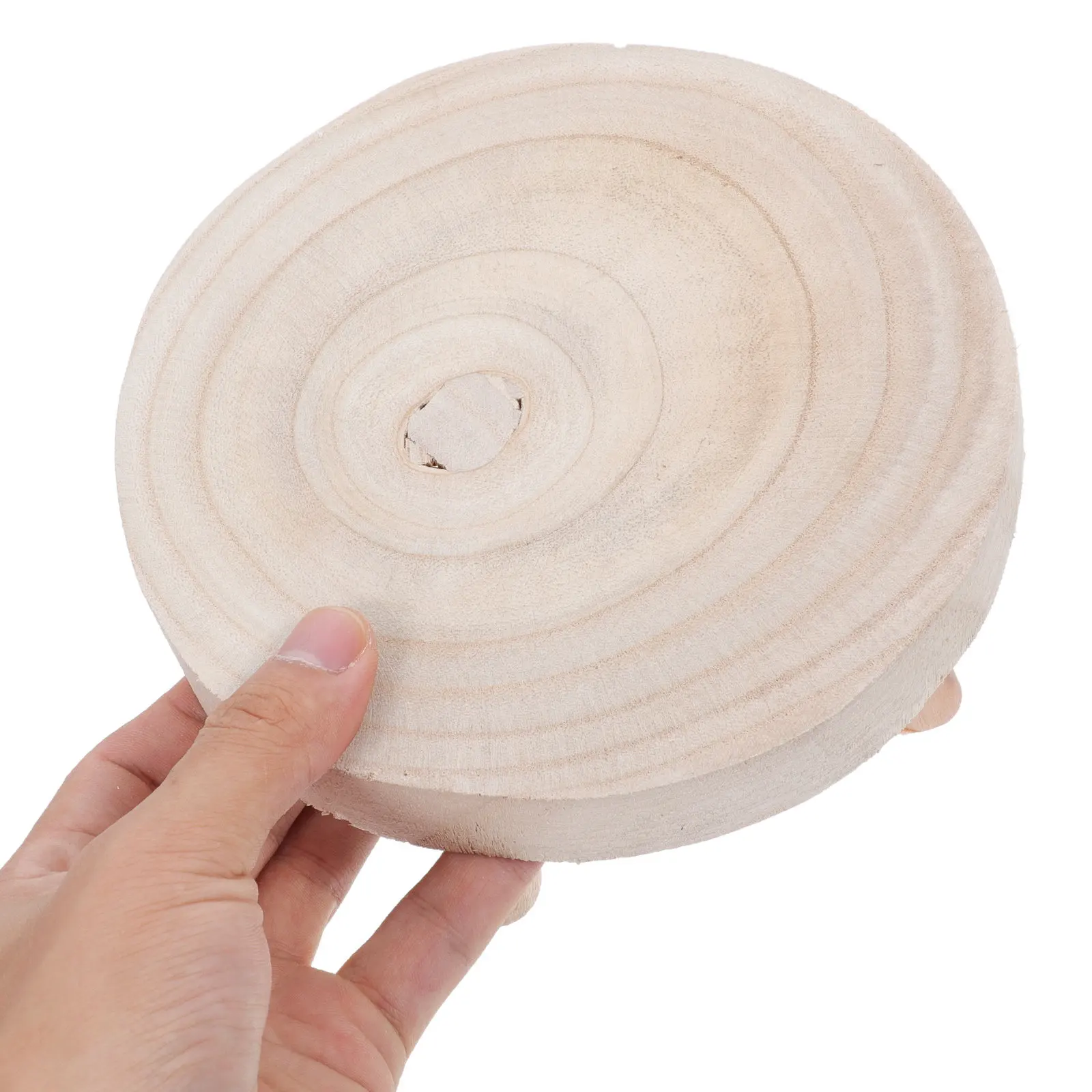 Handcrafted Round Wood Plant Stand Stool for Home Decor Flower Pot Riser Vanity Organizer Rustic Natural Wood Display Shelf