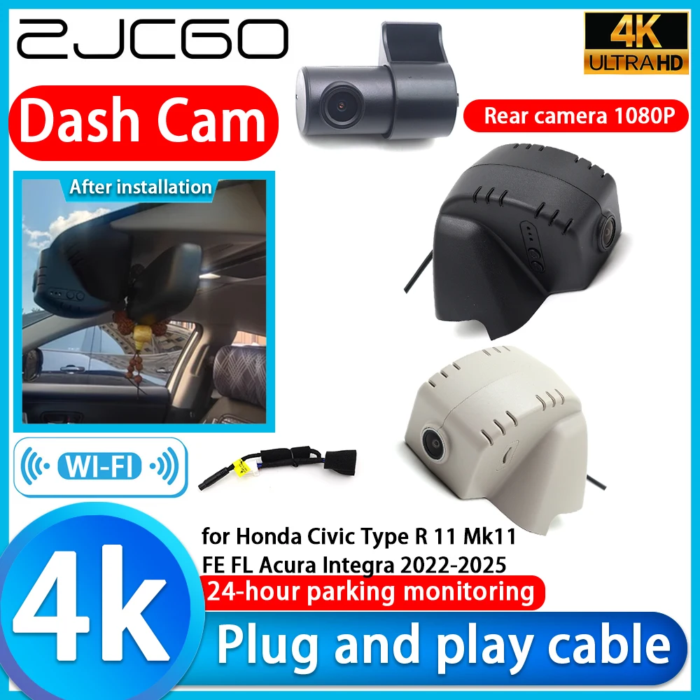 for Honda Civic Type R 11 Mk11 FE FL Acura Integra 2022-2025 4K DVR Dash Cam Car Camera Lens Parking Monitor Video Recorder