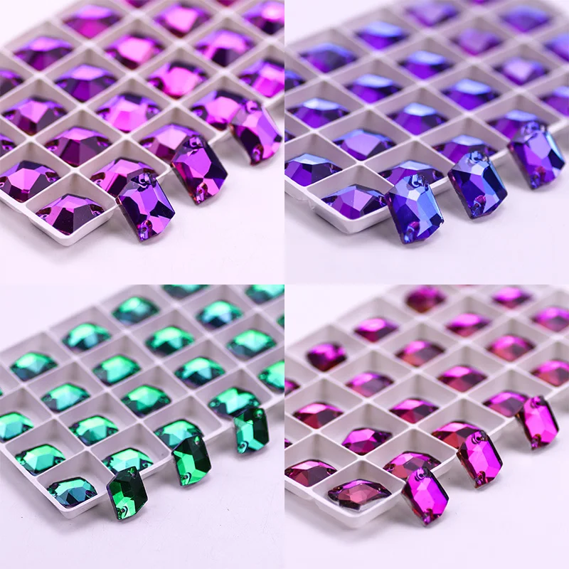 New Toumalines Fuchisa Blue Color Cosmic Sew On Rhinestone Applique Glass Crystal Stones Flat Back For Clothing/Craft Dress