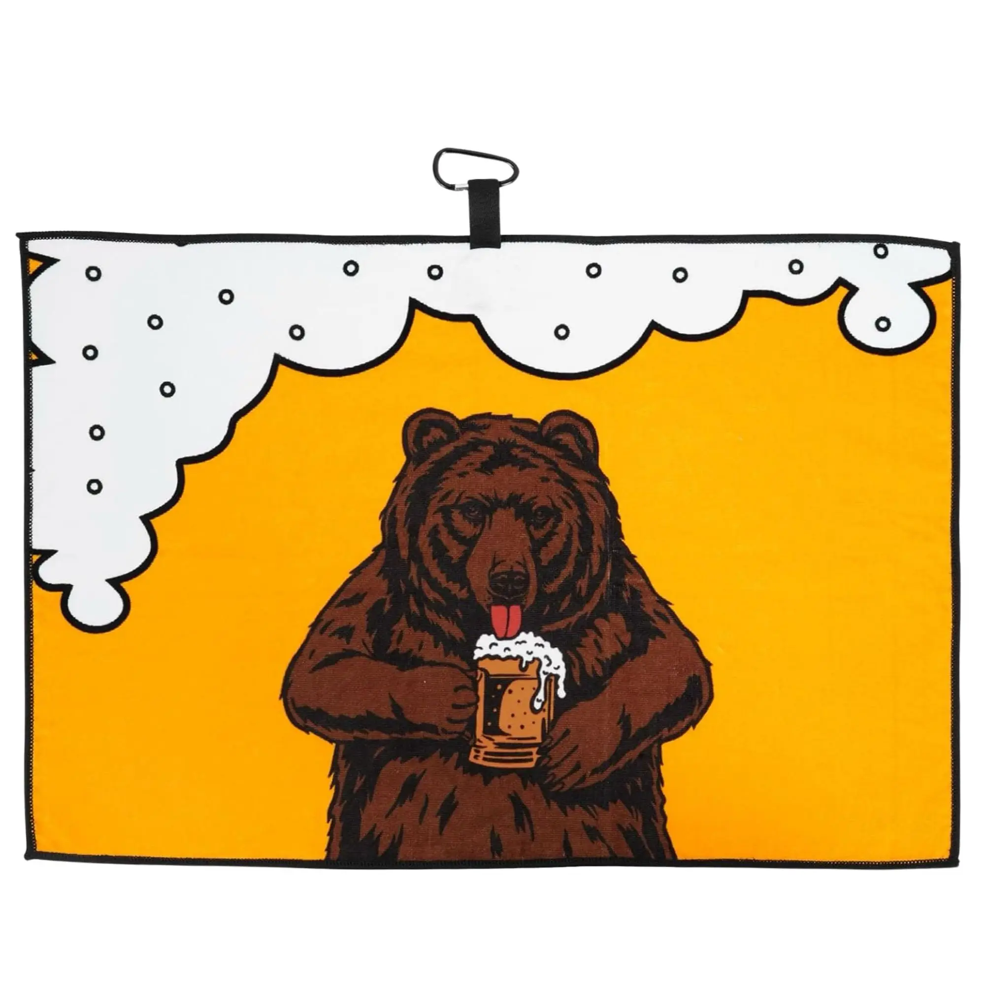 Brown Bear Golf Towel Orange and White Ideal for Women Golfers and Fans Golf Bag Accessory Playful Golf Theme Durable Towel