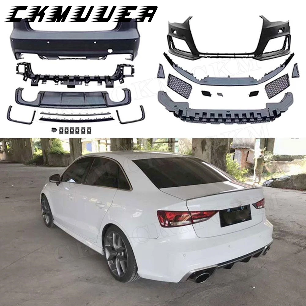 

CKMUUER Rear Bumper Lip Diffuser Spoiler PP Material Front Bumper Wide Body Kits For Audi A3 S3 RS3 Style 2014-2016
