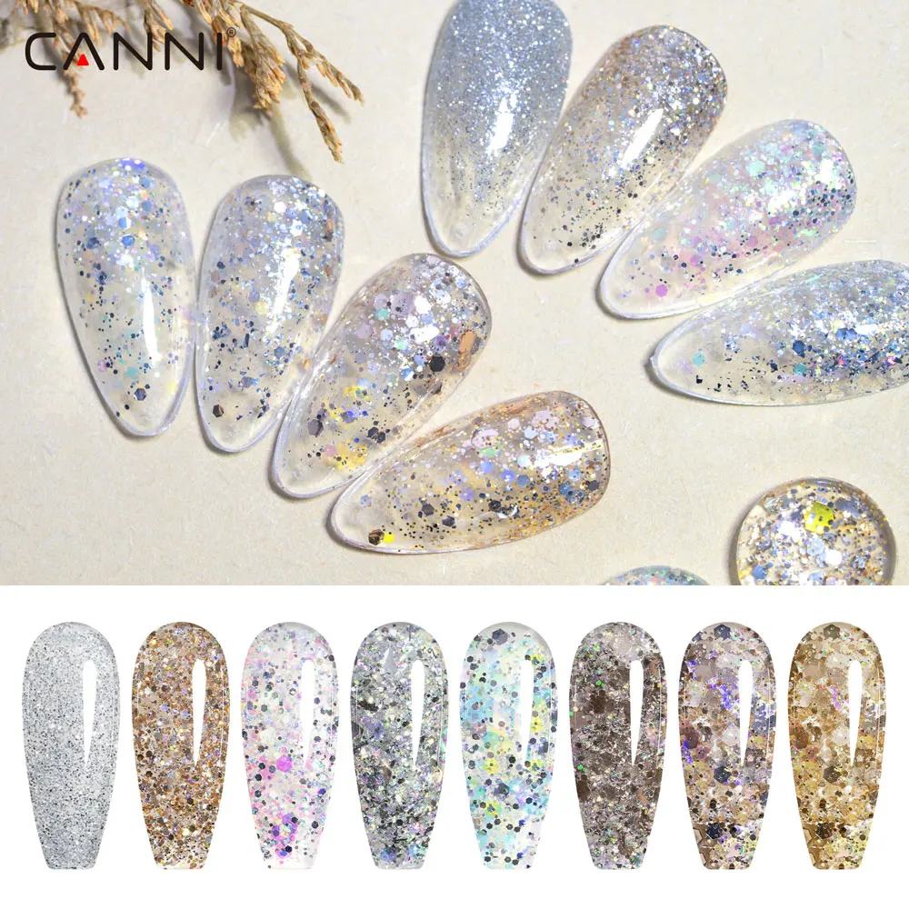 CANNI Gel Nail Polish Glitter Diamond Sparkle Color Collection Gorgeous Color HEMA FREE Soak Off UV LED Semi Permanent AurorGel