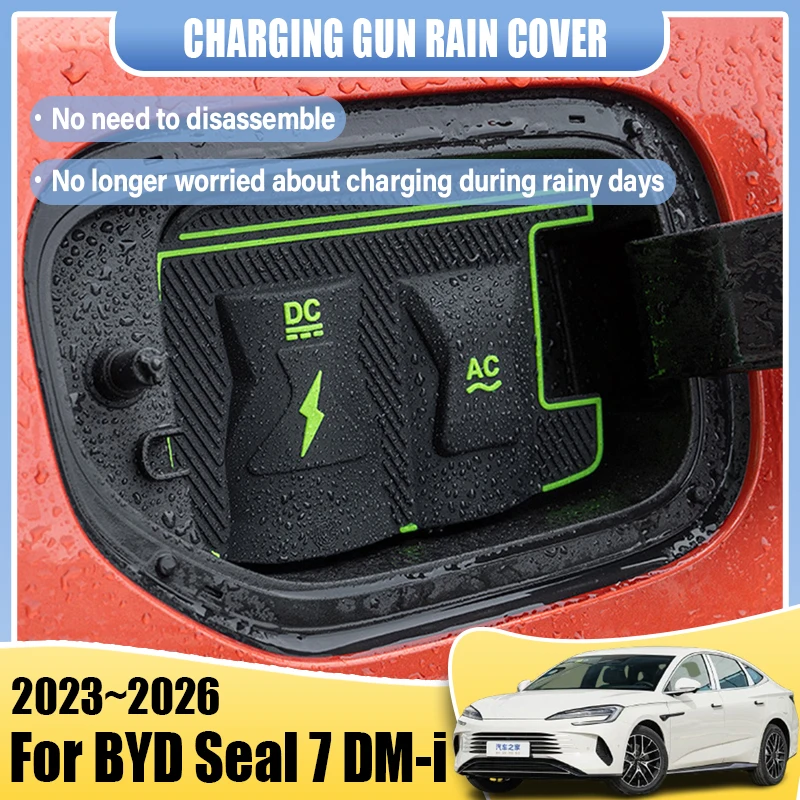 

New Energy Car Charging Rain Cover For BYD Seal 7 DM i HX Accessories 2023~2026 Auto Parts Charging Gun Waterproof Protect Cases