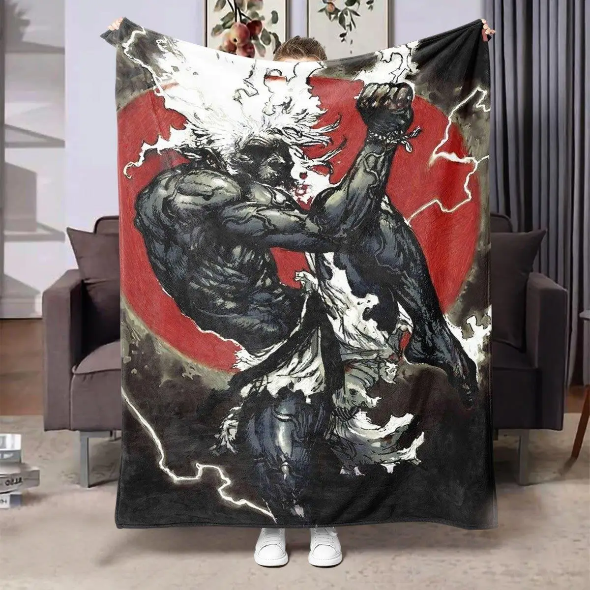 Anime Ninja Warrior Flannel printed blanket suitable for all seasons suitable for living room office sofa and travel 180x250CM