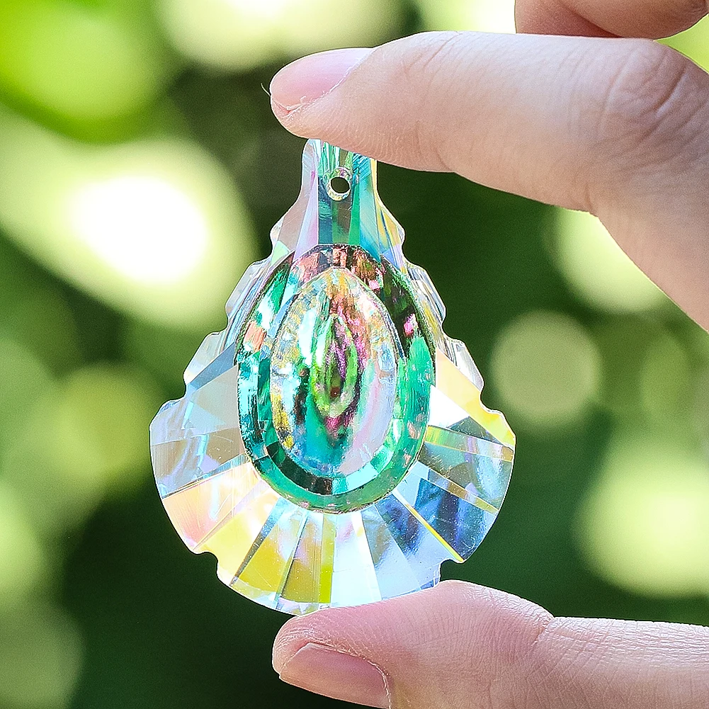 AB Color Teardrop Crystal Prism Pendant Suncatcher Rainbow Maker Chandelier Parts Window Garden Hanging Ornament Decor DIY