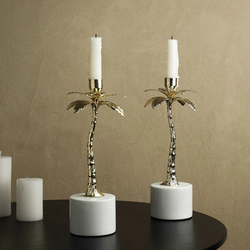 Northern Europe Light Luxury Ins Style Marble Candlestick Hotel Home Romantic Candlelight Dinner Soft Decoration Handicraft