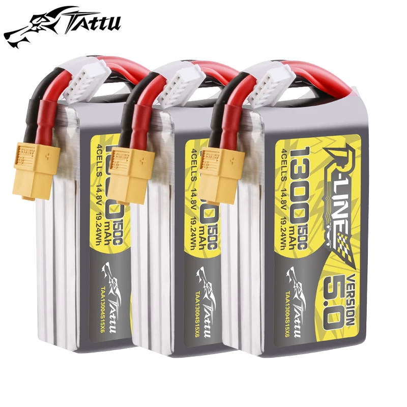 

TATTU-R-LINE 5.0 14.8V 1300mAh 150C LiPo Battery With XT60 Plug For RC Helicopter Quadcopter FPV Racing Drone Parts 4S Battery