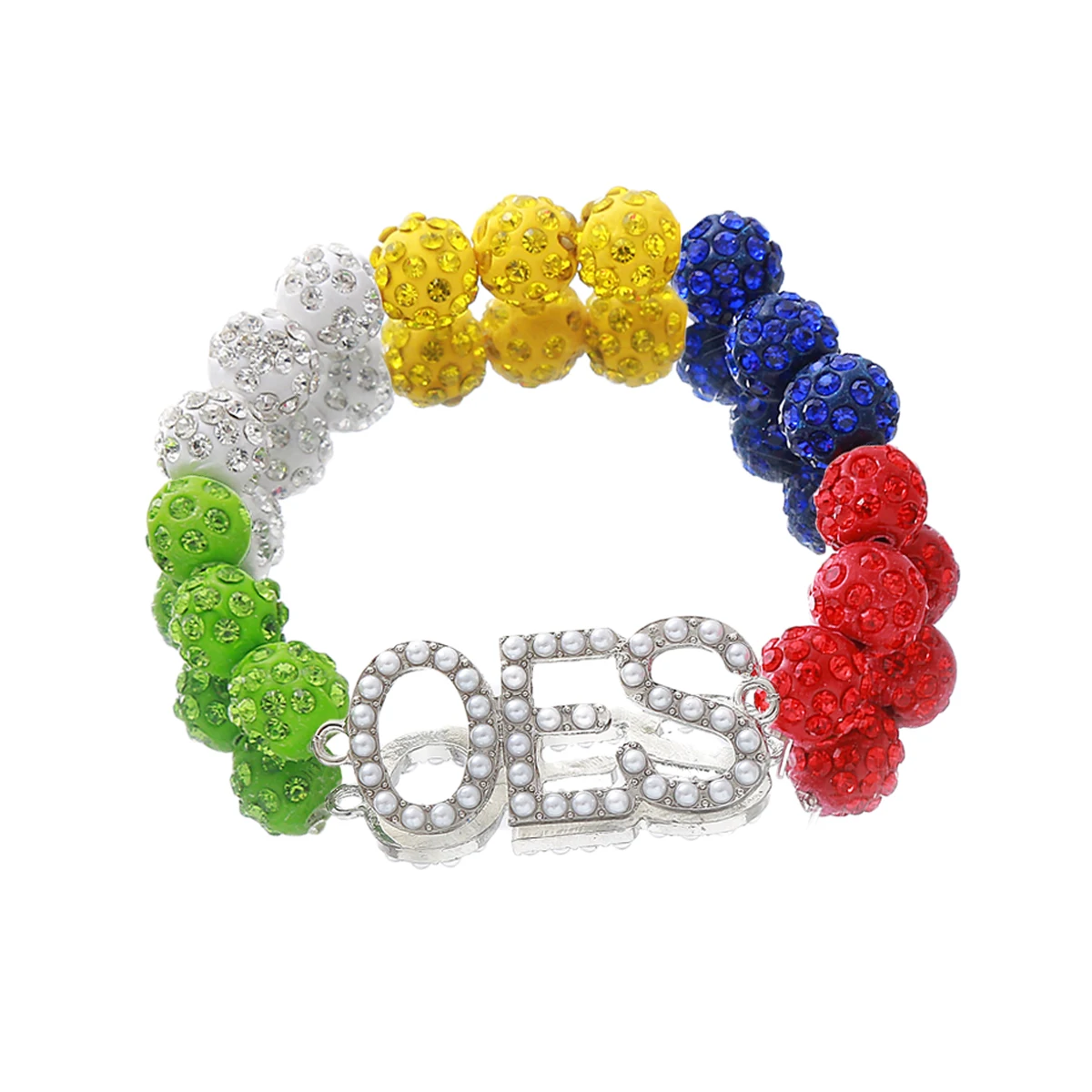 Colorful Disco Ball Beads Mason Society Organization Symbol Order Eastern Star OES Letters Bracelets Jewelry