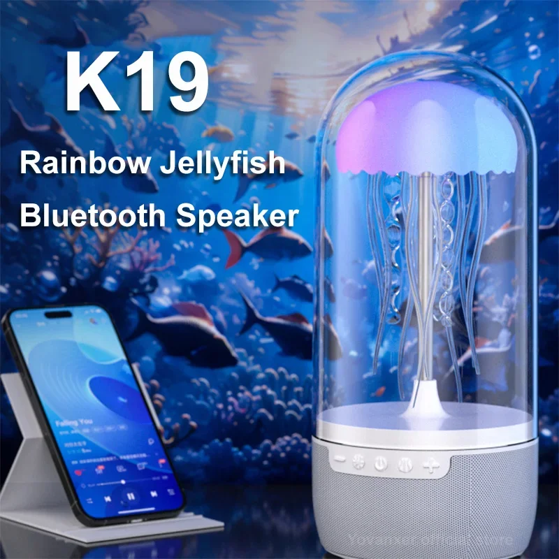 

K19 Creative Portable Colorful Jellyfish Lamp Bluetooth Speaker HiFi Stereo 3D Surround Subwoofer Home Theater Sound System